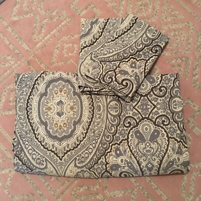 Pottery Barn Full/Queen Duvet With 2 Standard Shams Blue Gray Paisley-image