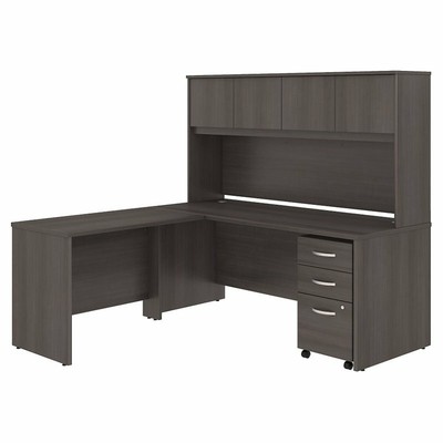 Studio C 72W L Shaped Desk with Hutch & Drawers in Storm Gray - Engineered Wood-image