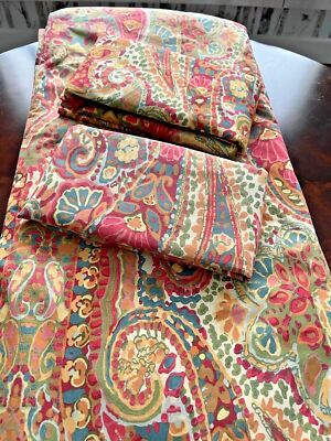 Pottery Barn Rosalie Duvet Cover Red King 2 Std Shams Floral Paisley 3p Rare🦩-image