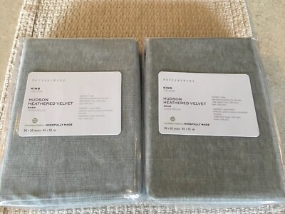Set/2 Pottery Barn Hudson Heathered Velvet King Shams Gray Gorgeous!!-image