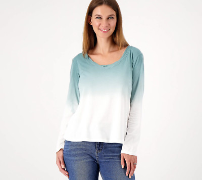 Candace Cameron Bure The Ocean Dipped Long Sleeve Tee Shirt Trellis L New-image