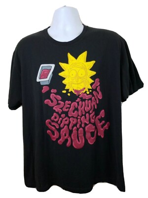 Rick and Morty Szechuan dipping sauce black t-shirt size XL cartoon network-image
