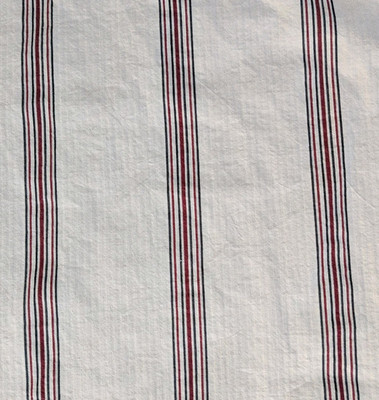 Pottery Barn Ticking Stripe Twin Duvet Cover Cotton Red Black Ivory 2 Available -image
