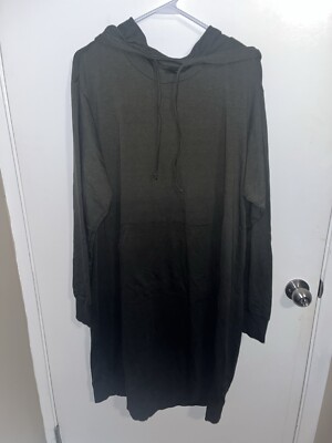 Torrid Hooded Hoodie Dress French Terry Olive Dip Dye Ombré Green Size 2 Like 2X-image