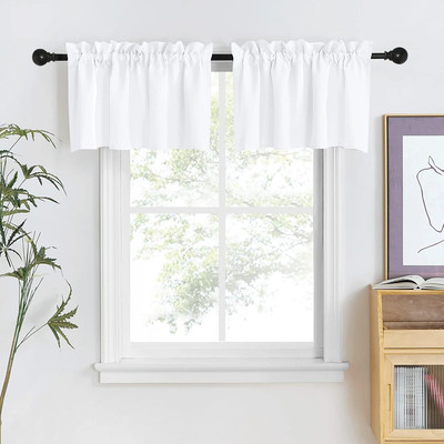 NICETOWN Pure White Bathroom Curtain Valances for Small Window, Rod Pocket Therm-image