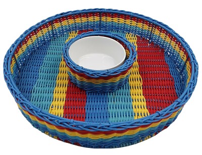 Vintage Woven Basket Chip Dip Appetizer Serving Tray 18