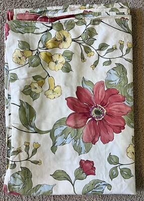 Pottery Barn SOPHIA Poppy Floral Organic Cotton Button Full Queen Duvet *REPAIR*-image