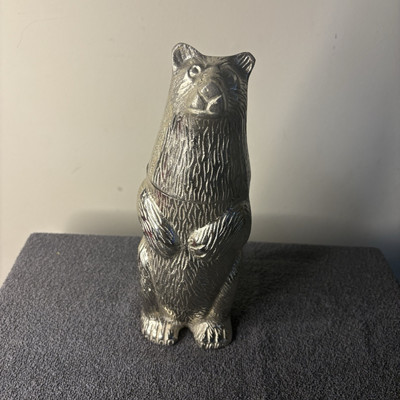 Unique POTTERY BARN BEAR Metal MARTINI COCKTAIL SHAKER SET! Top Quality-image