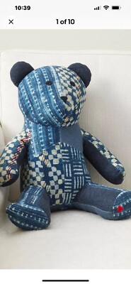 Pottery Barn Nelson Patchwork Teddy Shaped Pillow Decor #6776-image