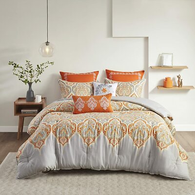 Madison Park Nisha 7-Piece Full/Queen Comforter Set in Orange-image