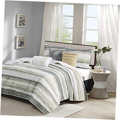  Quilt Set Cottage Coastal Design, 6 Full/Queen(90 in x 90 in) Yellow/Grey-image