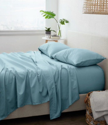 Style Simplified by the Home Collection 4 Piece Bed Sheet Set, Queen - Ocean-image