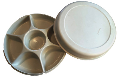 Tupperware Divided Veggie/Fruit/Dip Snack Party Tray with lid - vintage-image