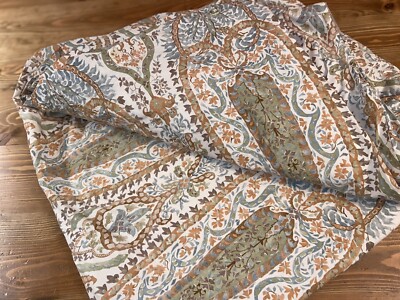 Pottery Barn Paisley Duvet Cover Beige Brown Blue Organic Cotton - Full Queen-image