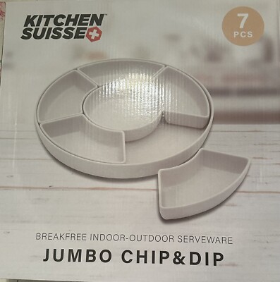 Kitchen Suisse 7 Piece Indoor-Outdoor ServeWare Jumbo Chip and Dip Tray-image