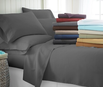 Premium Soft Hypoallergenic 6 Piece Bed Sheet Set Kaycie Gray Hotel Collection-image