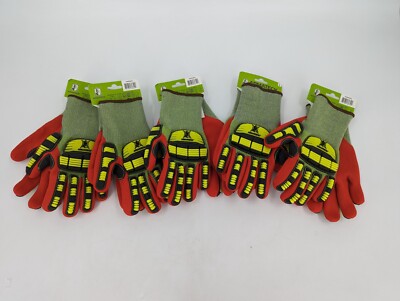 Armateck Men Gloves Large Green Dipped Cut & Impact Resistant Lot of 5 Pairs-image