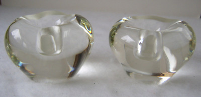 Studio Art Glass Clear Apple Abstract Shaped Candleholders-image
