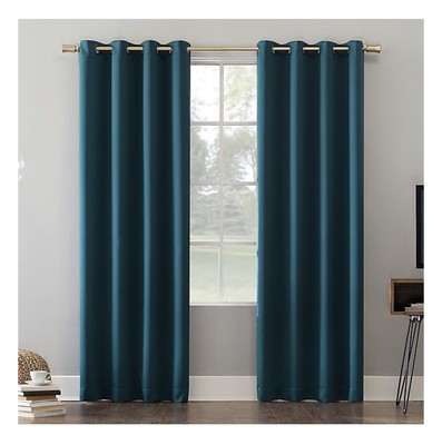 Sun Zero Oslo Theater Grade Extreme Total Blackout Grommet Curtain Panel In Teal-image