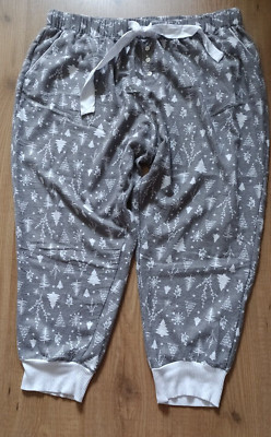 DIP Women's Sleepwear Lounge Baggy Pants Grey&White 2 Pockets Sash Belt Size 2X-image