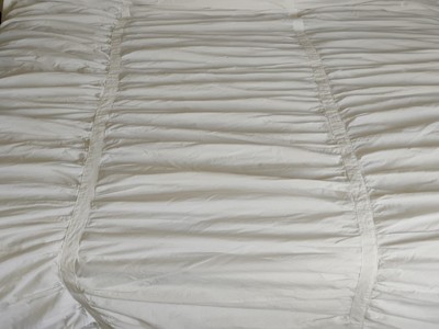 Pottery Barn Duvet Cover Ruched 100% Cotton White Full Queen EUC Farmhouse-image