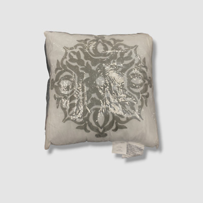 Madison Park White Embroidered Throw Pillow 16in x 16in-image