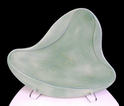 Studio Art Pottery Florence Signed Palette Shaped Green 15