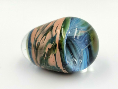 Studio Art Glass Cosmic Black Hole Egg Shaped Paperweight-image