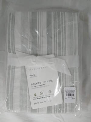 NWT - POTTERY BARN Eucalyptus Green Beckett Stripe Pillow Sham - King Size-image