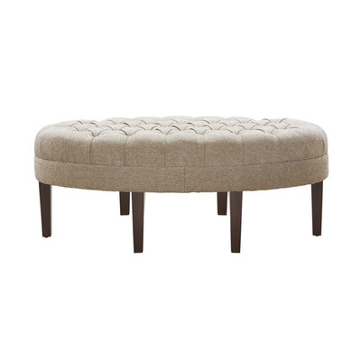 Madison Park Chase Linen Fabric Surfboard Tufted Ottoman-image