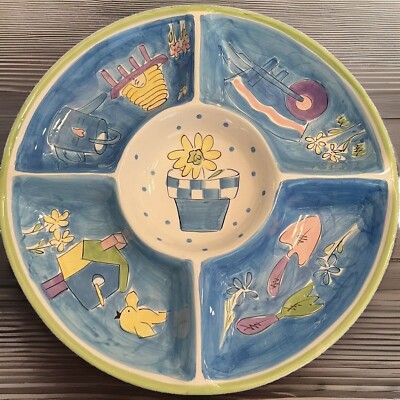 Hausenware by Mary Jane Mitchell Serving Tray  Veggie/Chip/Dip Tray Large 14.75-image