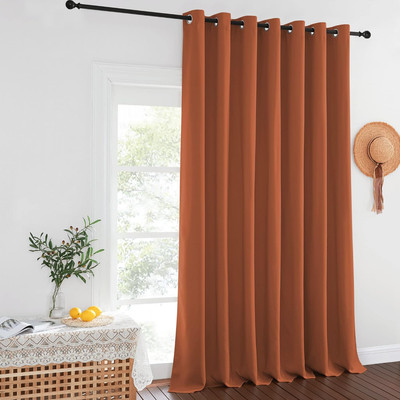 Burnt Orange Sliding Glass Door Curtain Grommet Extra Wide Window Treatment -image