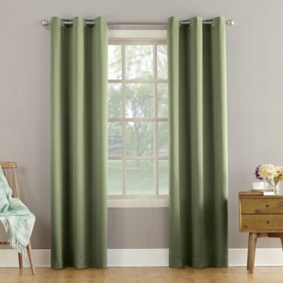 Sun Zero Arya Room Darkening Curtain Panels, 40in x 95in, Sage Green, Set of 2 -image