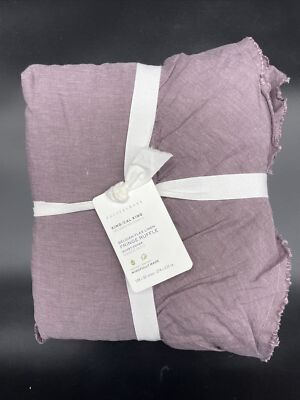 POTTERY BARN BELGIAN FLAX LINEN FRINGE RUFFLE KING/CAL KING DUVET NEW W TAG FIG-image
