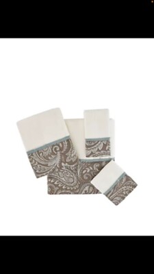 Madison Park Aubrey 6 Pcs Jacquard Set, Spa Luxurious Textured Design, Blue New-image