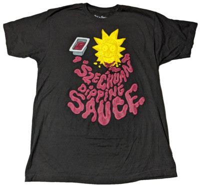 RICK AND MORTY Szechuan Dipping Sauce Men Large Black T-Shirt-image