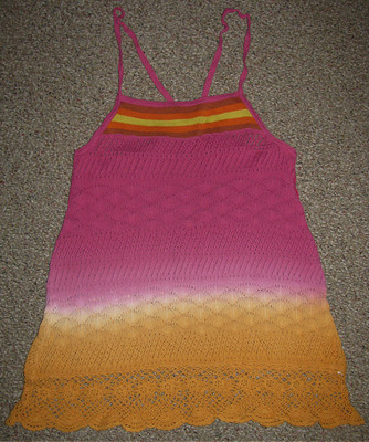 NEW! FREE PEOPLE Gorgeous DIP DYE Sherbert OMBRE Crochet & Knit Top L $108-image