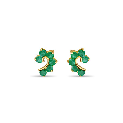 Question Shaped Emerald Studs 14k Yellow Gold-image