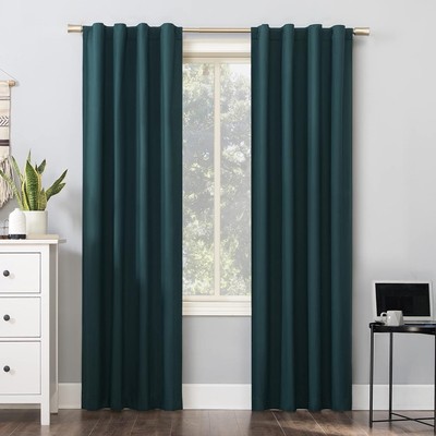 Teal 40x84 Thermal Blackout Curtain Panel Sun Zero Cyrus Energy Efficient-image