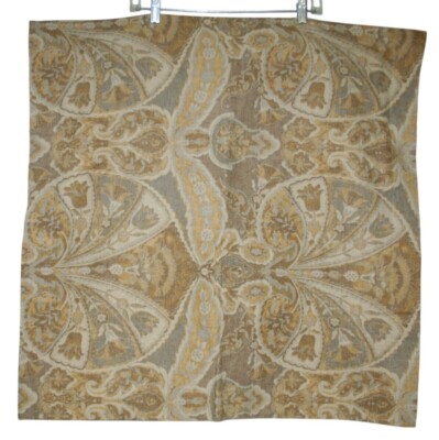 Pottery Barn Euro Sham Floral Medallion Yellow & Brown Cotton Linen Blend 26x26-image