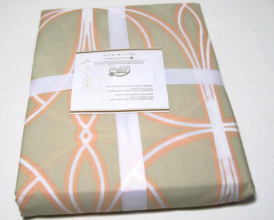 Pottery Barn Organic Cotton Light Brown Full Queen Aubrey Duvet Cover New-image