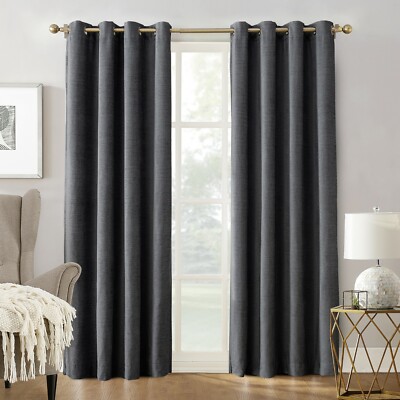 SUN ZERO Manor SMOKE GREY Chenille Theater Grade 100% Blackout 1 curtain panel-image