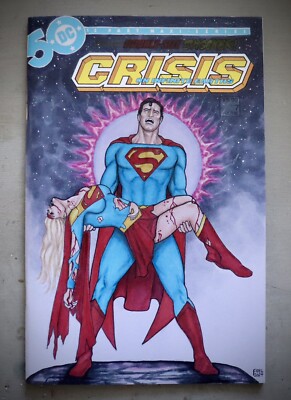 Crisis Original Blank Sketch Cover Comic Art George Perez Homage Superman DC JLA-image