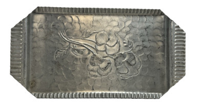 Vintage Rodney Kent Hand Wrought Aluminum Serving Tray 1950's (52)-image