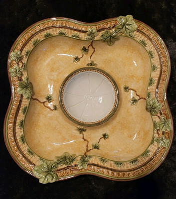 2004 Fitz & Floyd Mediterraneo Large Chip & Dip Dish Ivy-image