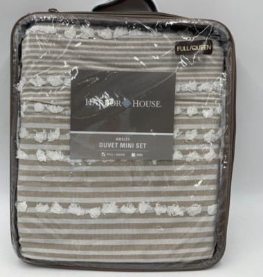 Pottery Barn Rosina Cotton Duvet Cover Set 3 Pcs Taupe Full Queen #N272-image