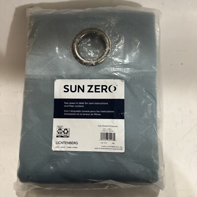 Sun Zero 100% Blackout Grommet Curtain Panel 40” x 96” Blue New E2-image