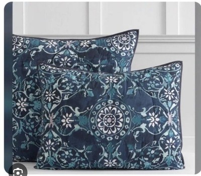 Pottery Barn NEW PB Medallion Tapestry EURO Sham Lennon & Maisy Navy Aqua Teal-image