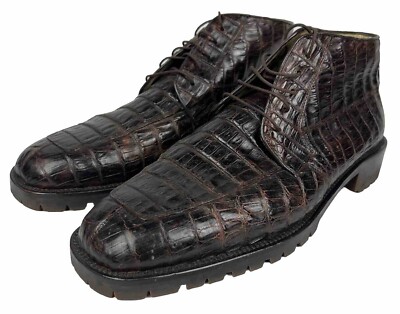 Belvedere Studio Stefano Crocodile Chukka Boots Size 11.5 K Brown Dress Shoe (V)-image