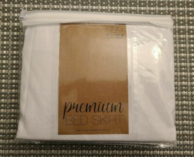 ienjoy Home Collection~Pleated Corner Bed Skirt~King~White Microfiber~NEW~-image